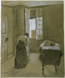 Frau beim Ankleiden, ca. 1907
